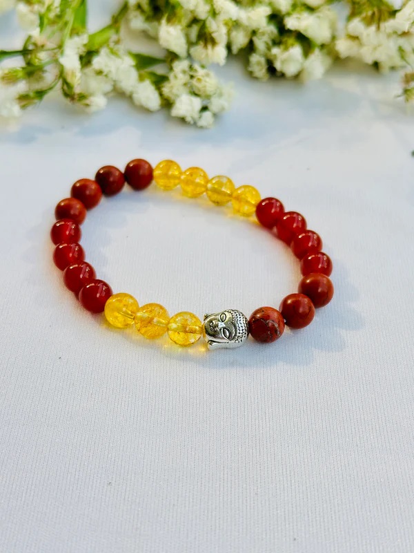 Cholesterol Control Bracelet (Red Carnelian, Yellow Citrine and Red Jasper